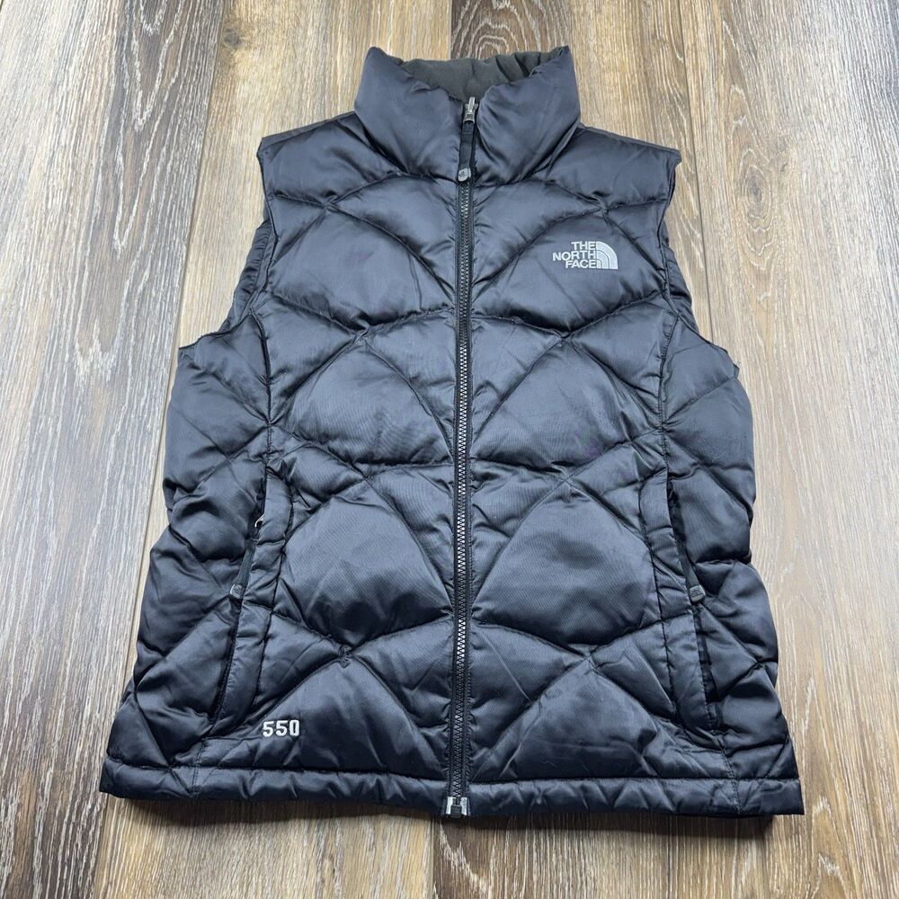 The North Face 550 Down Puffer Vest Womens S Black Quilted Insulated Fill Hiking